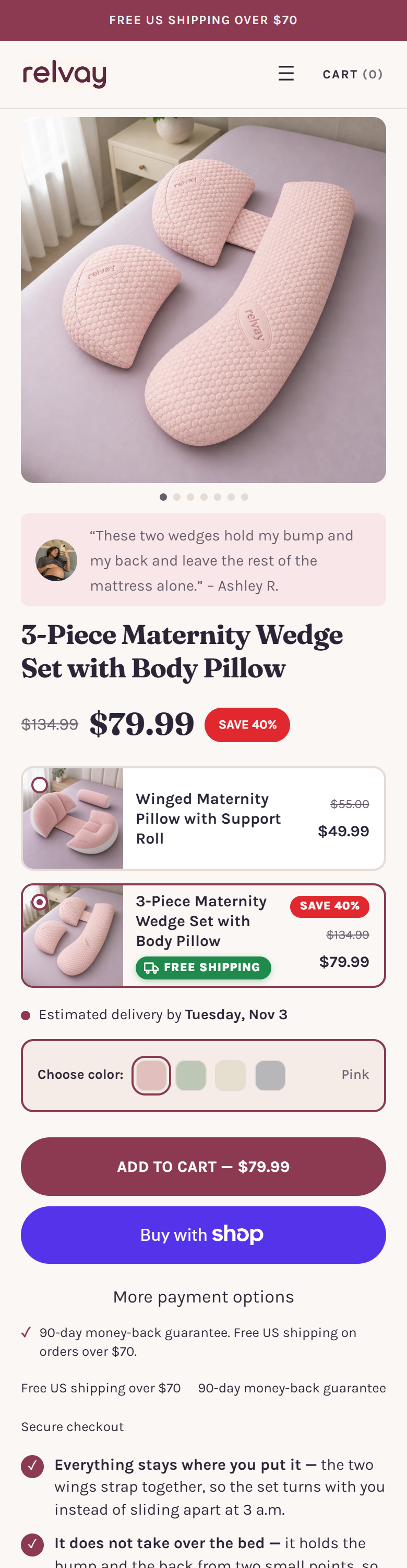 Relvay product page mobile